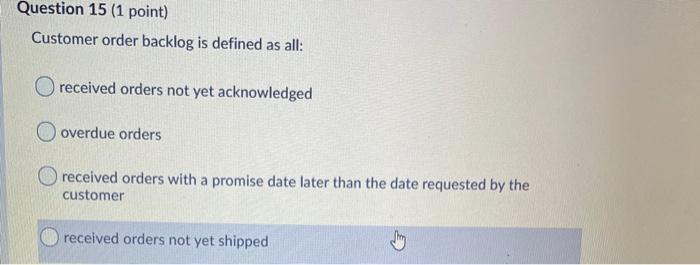 Question 30 (1 point) A prerequisite for