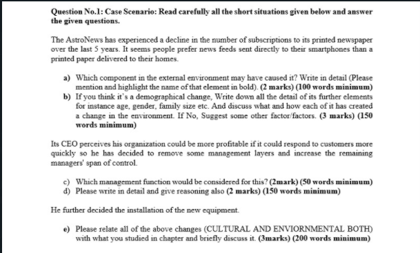 Question No.1: Case Scenario: Read carefully all