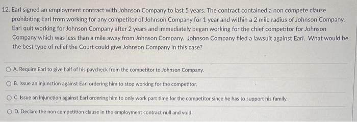 12. Earl signed an employment contract with