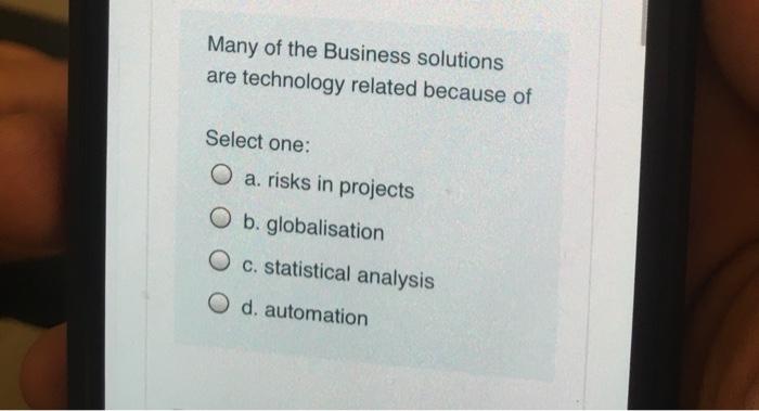Many of the Business solutions are technology