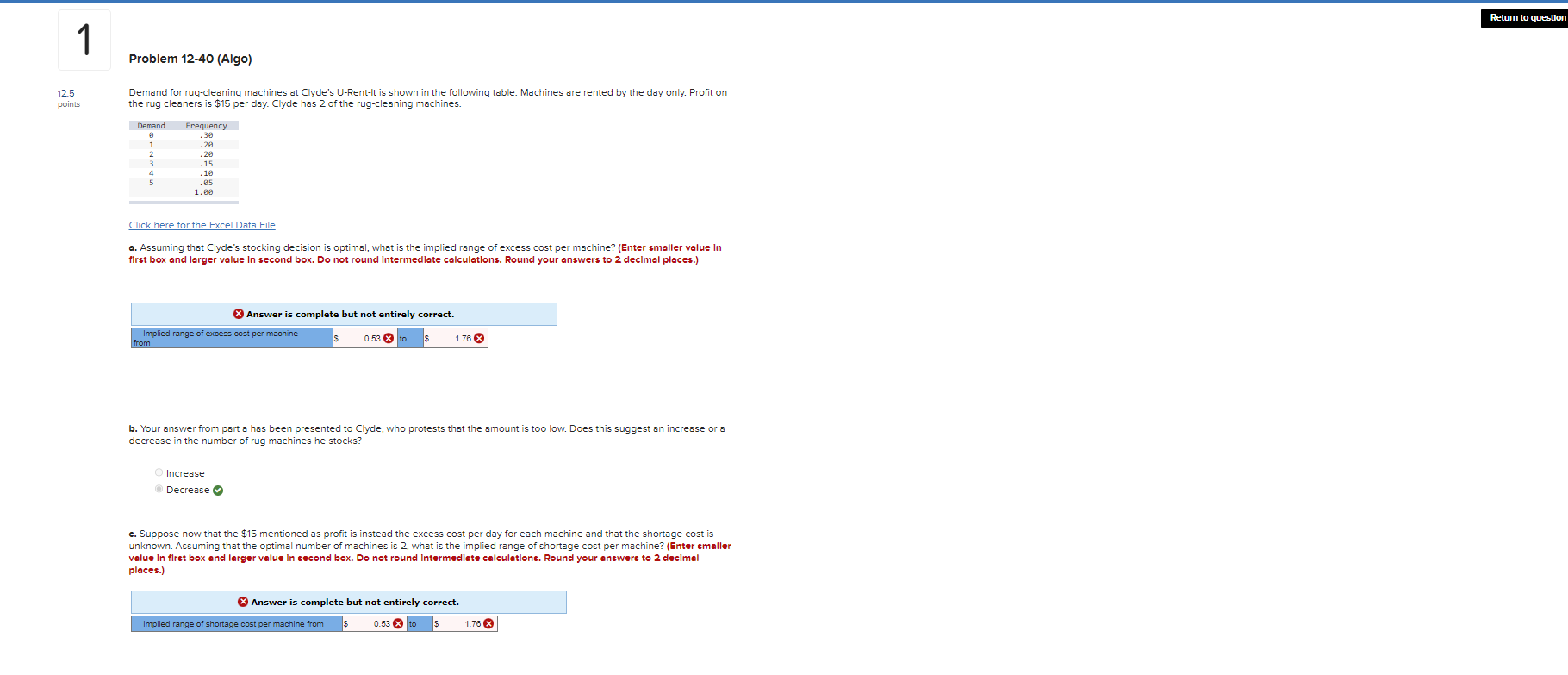 Demand for rug-cleaning machines at Clyde's