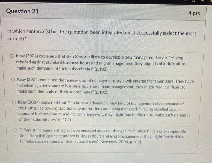 APA Style Writing Question 21 4 pts In which