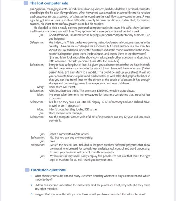 The lost computer sale Jim Appleton, managing