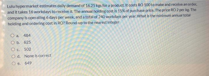 Lulu hypermarket estimates daily demand of 16.25