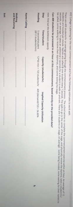 XYZ College is planning for the next commencement