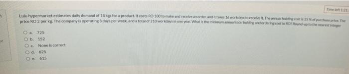 Lulu typermarket estimates daily demand of 15 kgs
