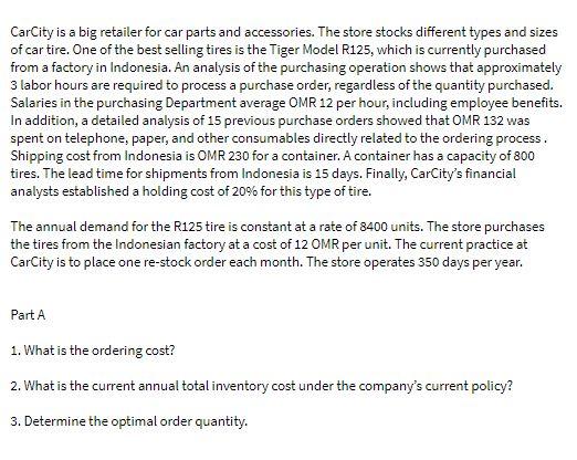 CarCity is a big retailer for car parts and