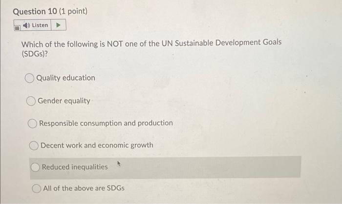 Question 10 (1 point) Listen Which of the