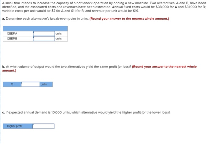 A small firm intends to increase the capacity of