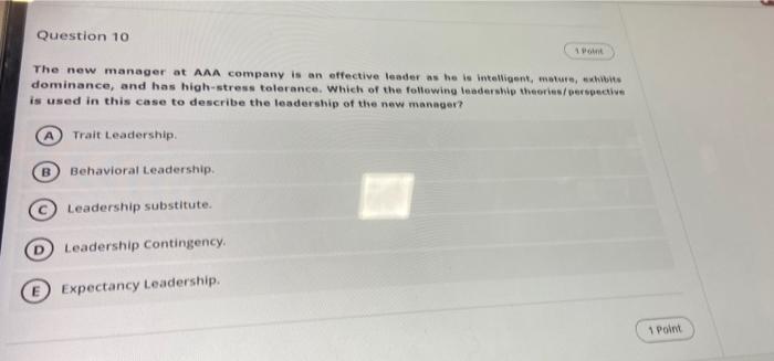 S Question 10 1 The new manager at AAA company is