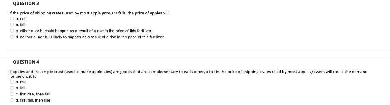 QUESTION 3 If the price of shipping crates used