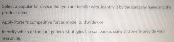 Select a popular loT device that you are familiar