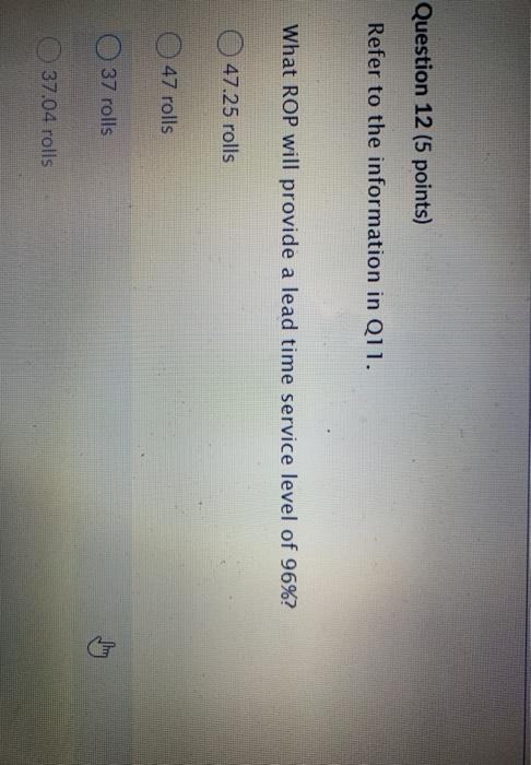 Question 11 (2 points) Saved A store in St.