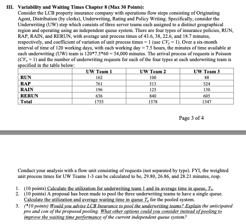 please help with all parts of the questions III.