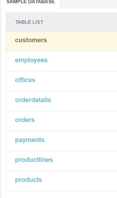 5- Write a SQL statement the shows the list of
