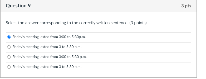 Select the answer corresponding to the correctly