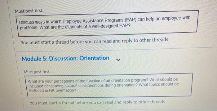 Must post first. Discuss ways in which Employee