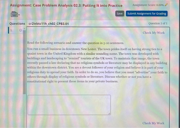 Assignment: Case Problem Analysis 02.3: Putting