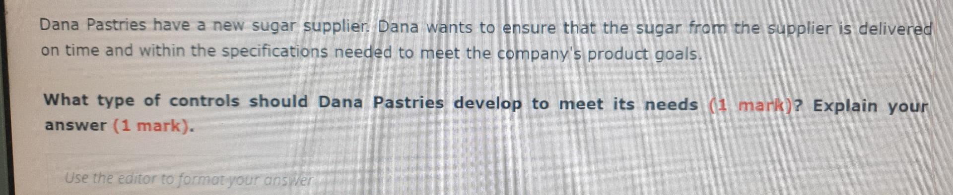 Dana Pastries have a new sugar supplier. Dana