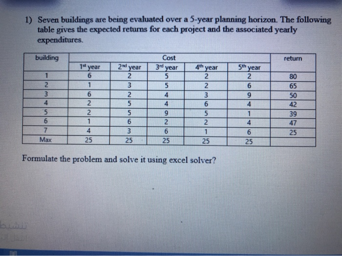 operations research 1) Seven buildings are being