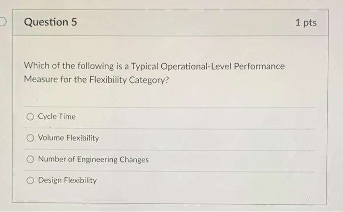 Question 5 1 pts Which of the following is a