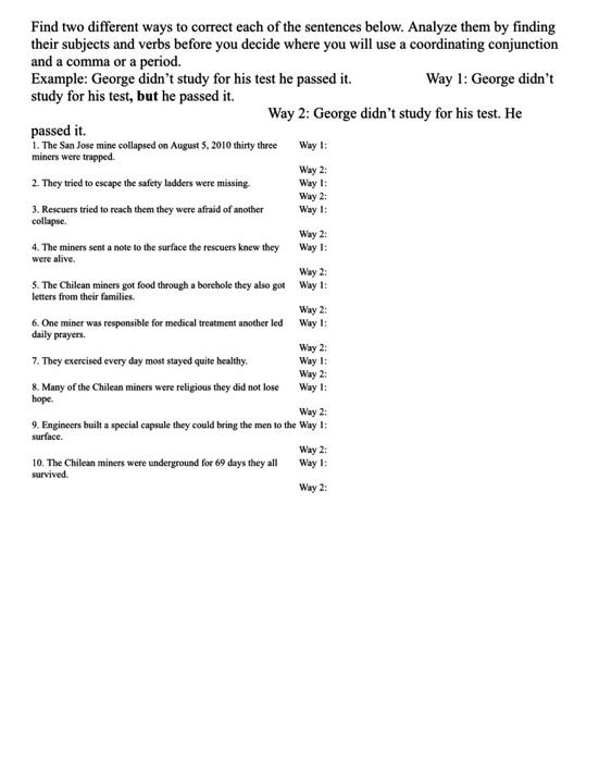Way 1: collapse Find two different ways to