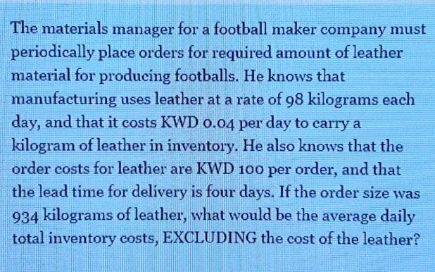 The materials manager for a football maker