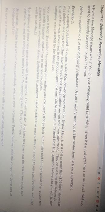 Chapter 8: Delivering Persuasive Messages A