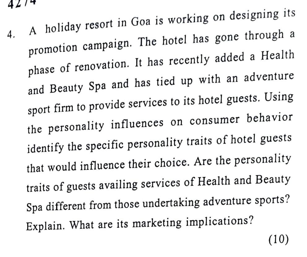 4. A holiday resort in Goa is working on