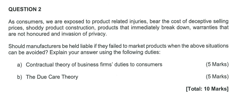 CORPORATE SOCIAL POLICY QUESTION 2 As consumers,