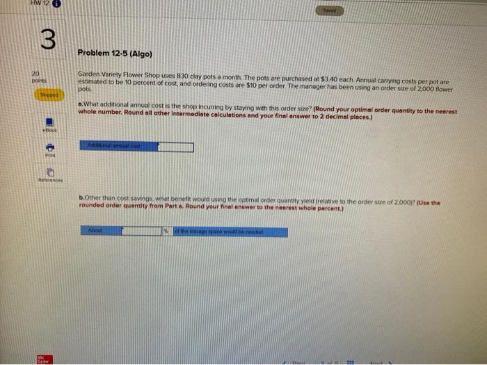 Sa 3 Problem 12-5 (Algo) 20 points Garden Variety