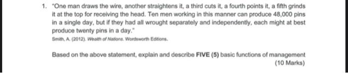 "One man draws the wire, another straightens it,