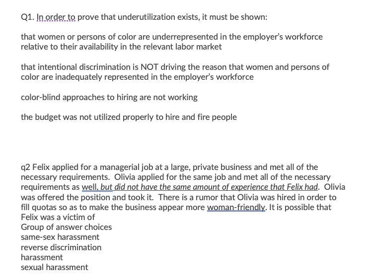 Q1. In order to prove that underutilization