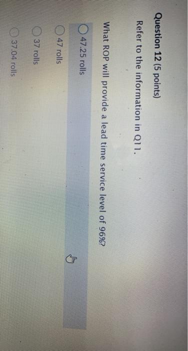 Question 11 (2 points) Saved A store in St.
