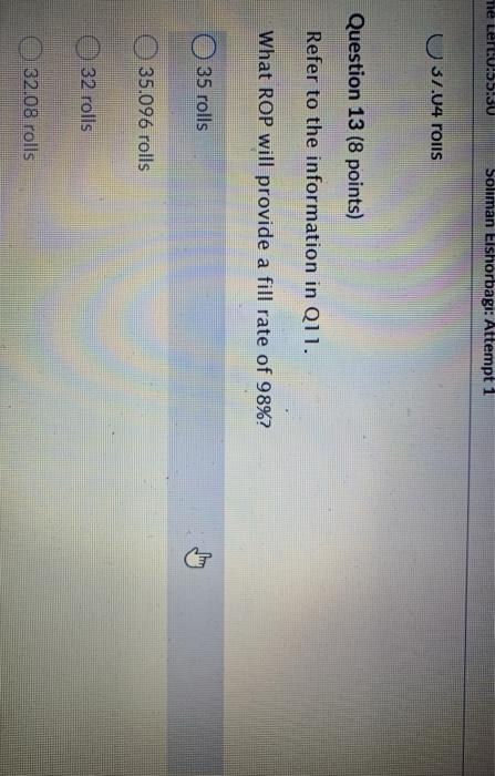 Question 11 (2 points) Saved A store in St.