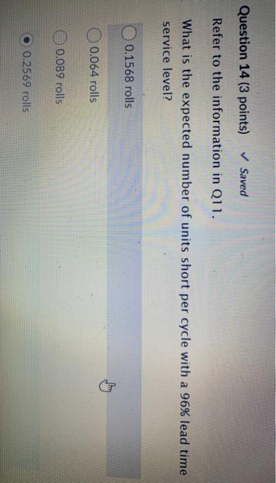 Question 11 (2 points) Saved A store in St.