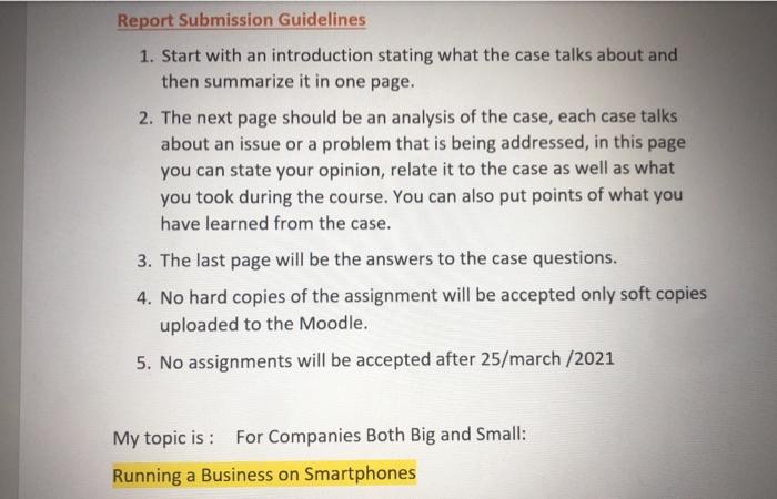 Report Submission Guidelines 1. Start with an