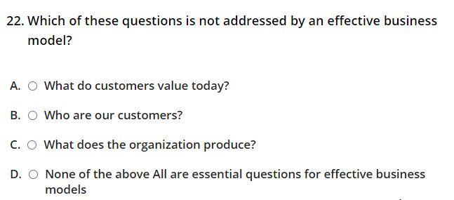 22. Which of these questions is not addressed by