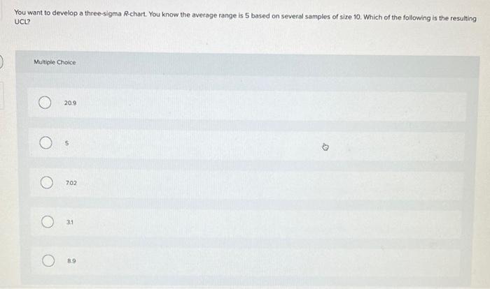 You want to develop a three-sigma R-chart. You