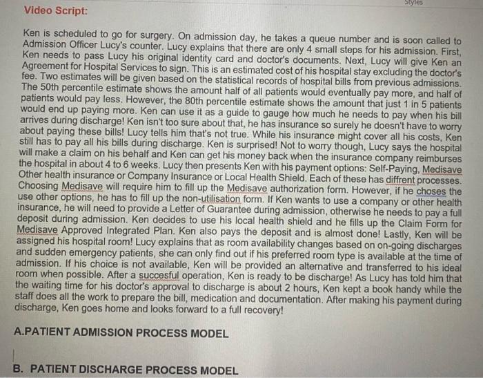 1. Read the video script and answer: 2. Create