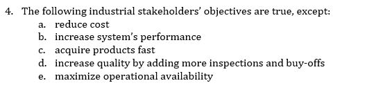 4. The following industrial stakeholders'