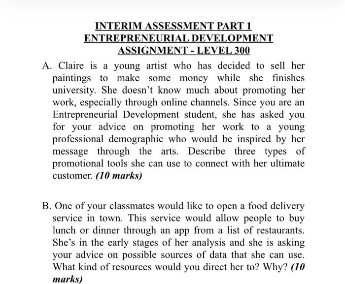 A. Claire is a young artist who has decided to