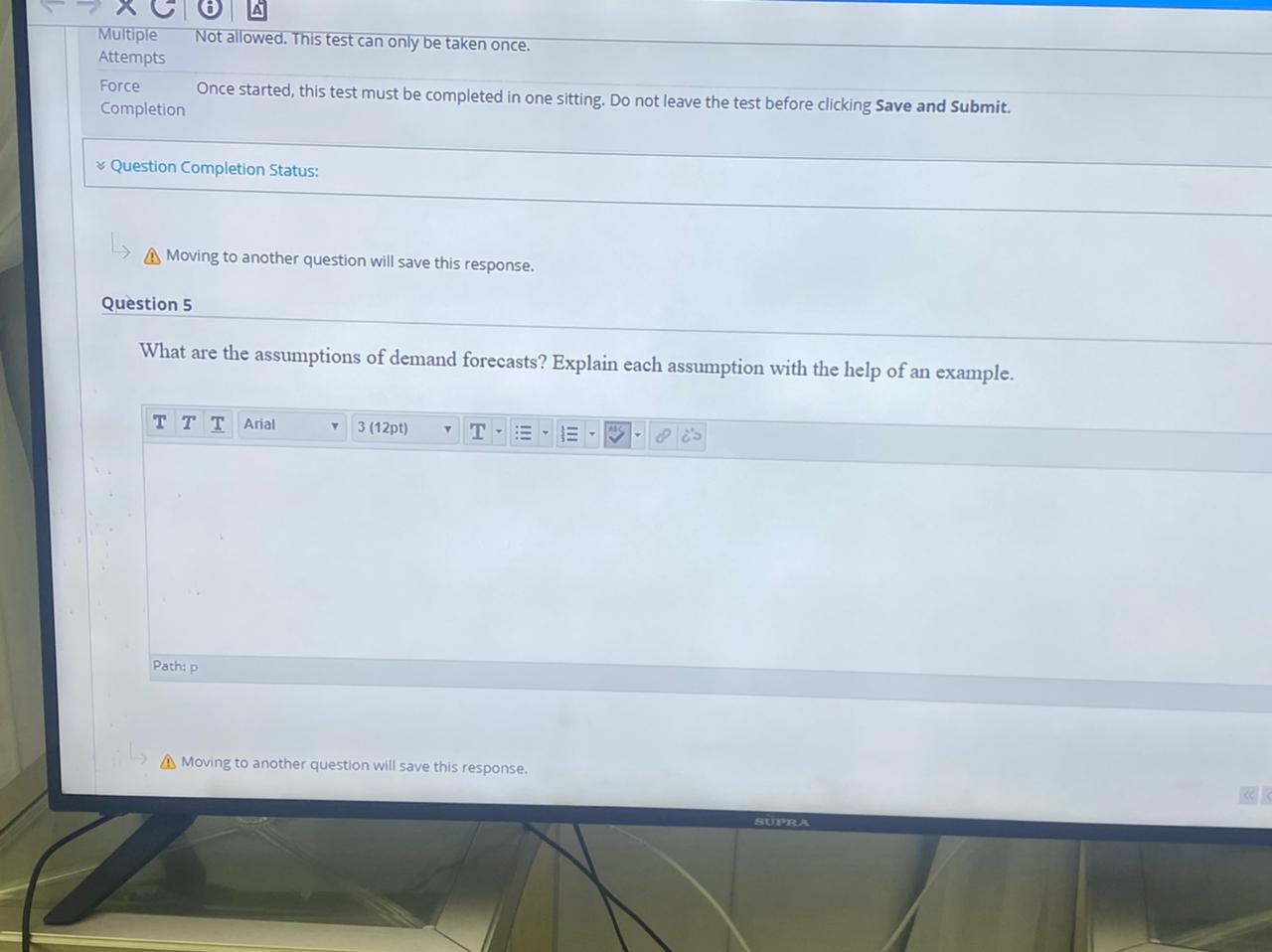 A Not allowed. This test can only be taken once.