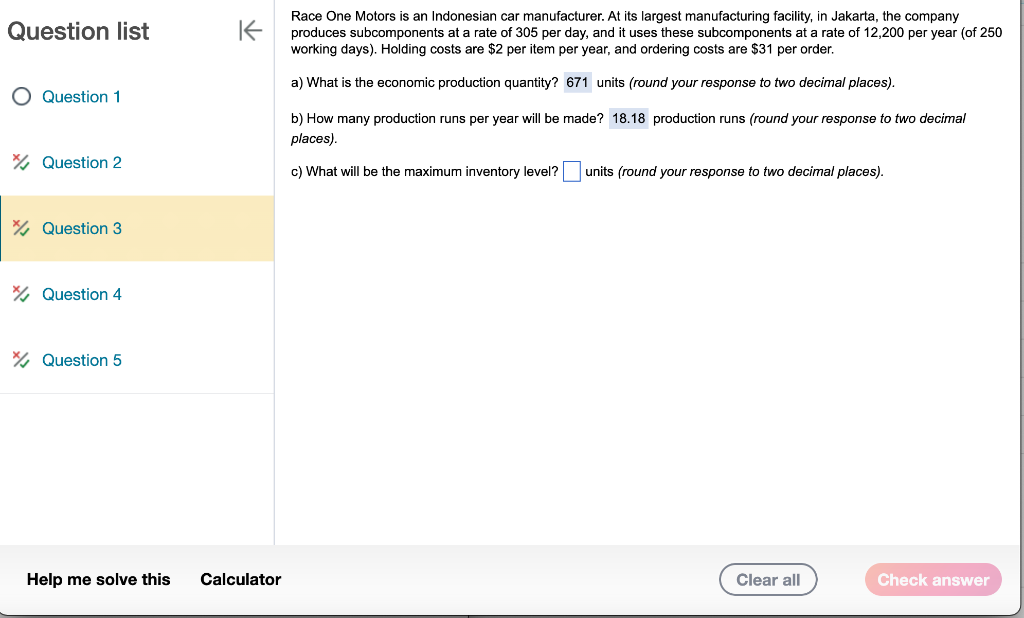 Question list Race One Motors is an Indonesian