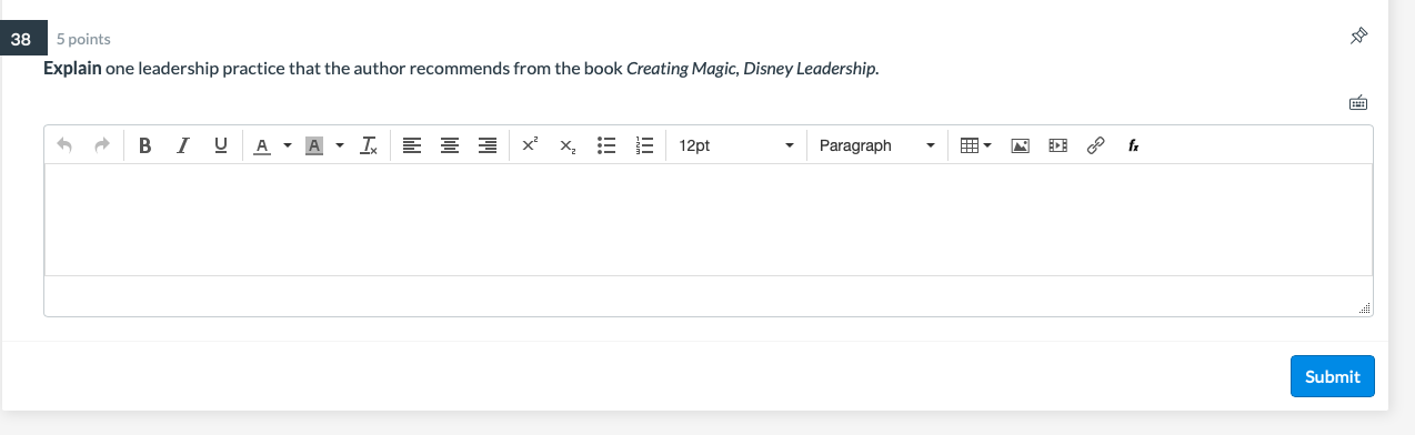 38 5 points Explain one leadership practice that