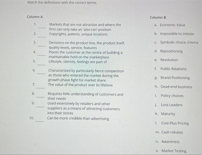Match the definitions with the correct terms. m.