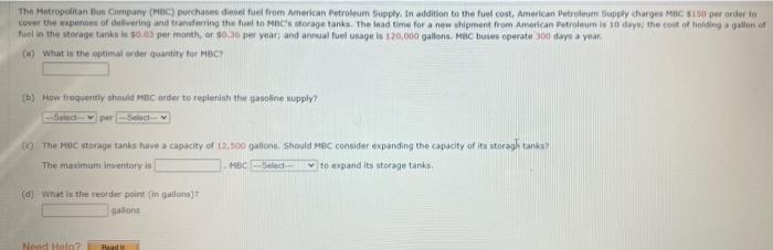 The Metropolitan Bus Company (MBC) purchases