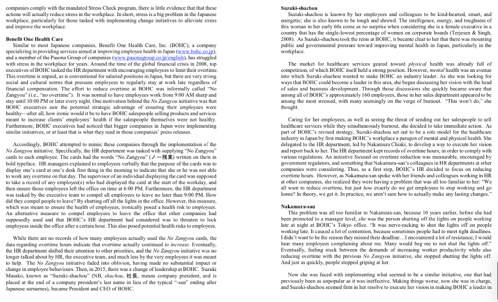 [QUESTION] 1. In what ways did the management