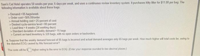 Sam's Cut Hotel operates 50 weeks per year, 5