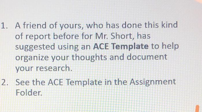 Informational and Analytical Report Assignment: